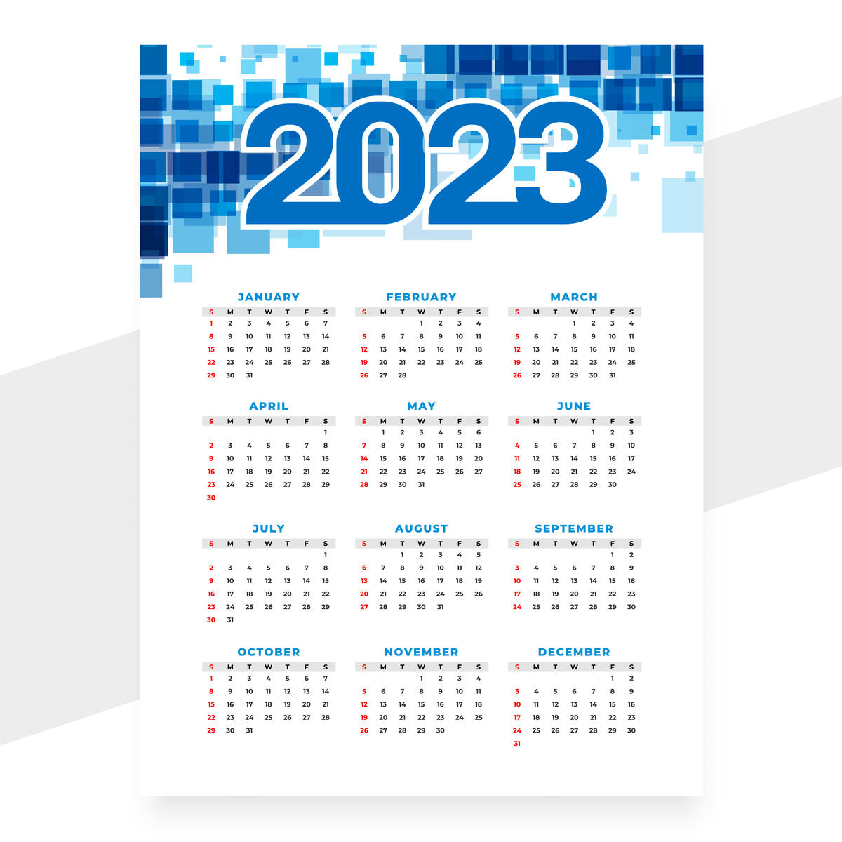 2023矢量挂历模板