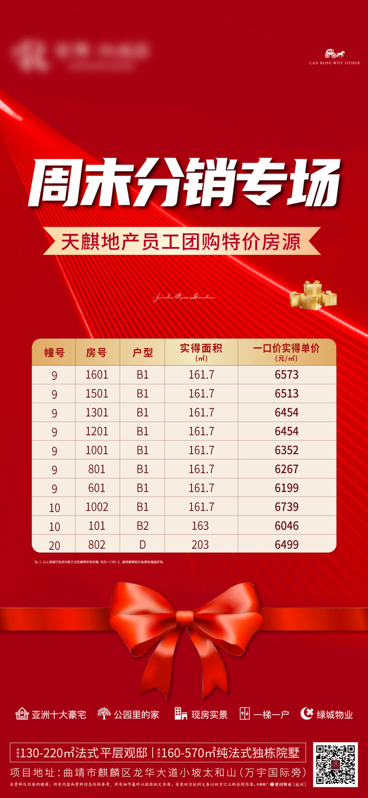 房地产红金周末特价房分销海报