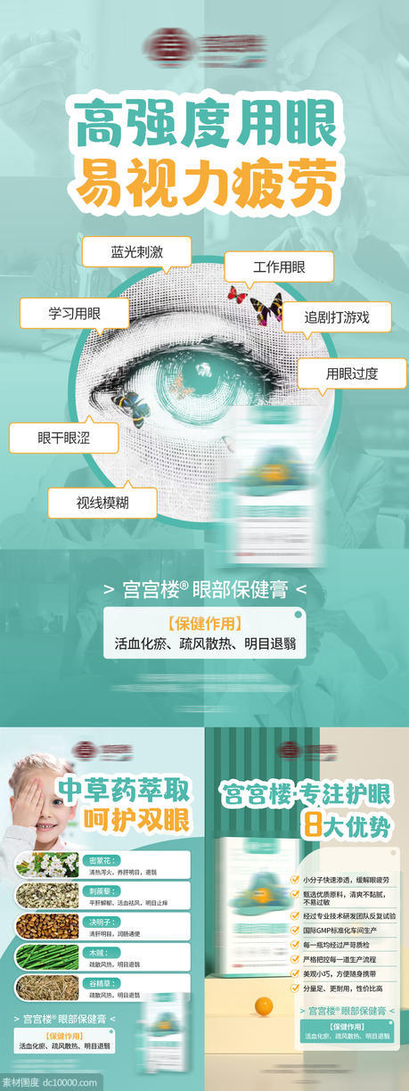绿色护眼产品介绍海报 - 源文件