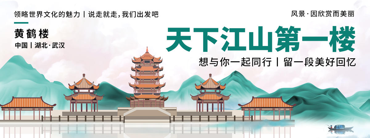 湖北印象黄鹤楼城市旅游背景板