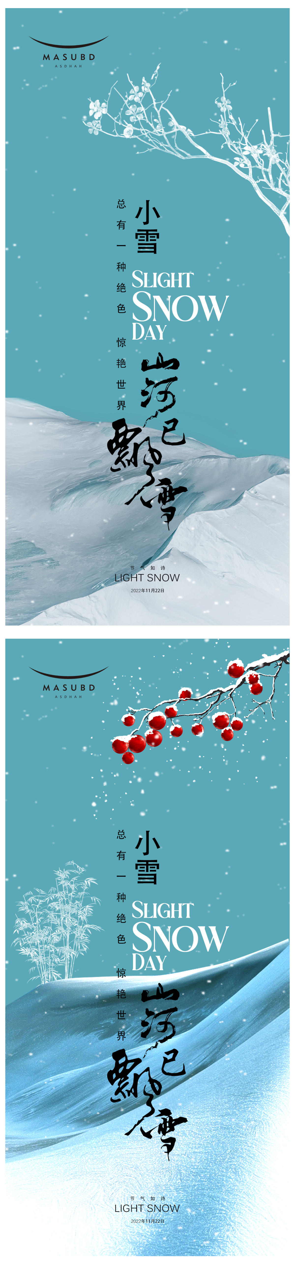 立冬小雪大雪小寒大寒医美节气海报