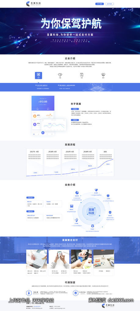 蓝色大气互联网首页设计/psd - 源文件