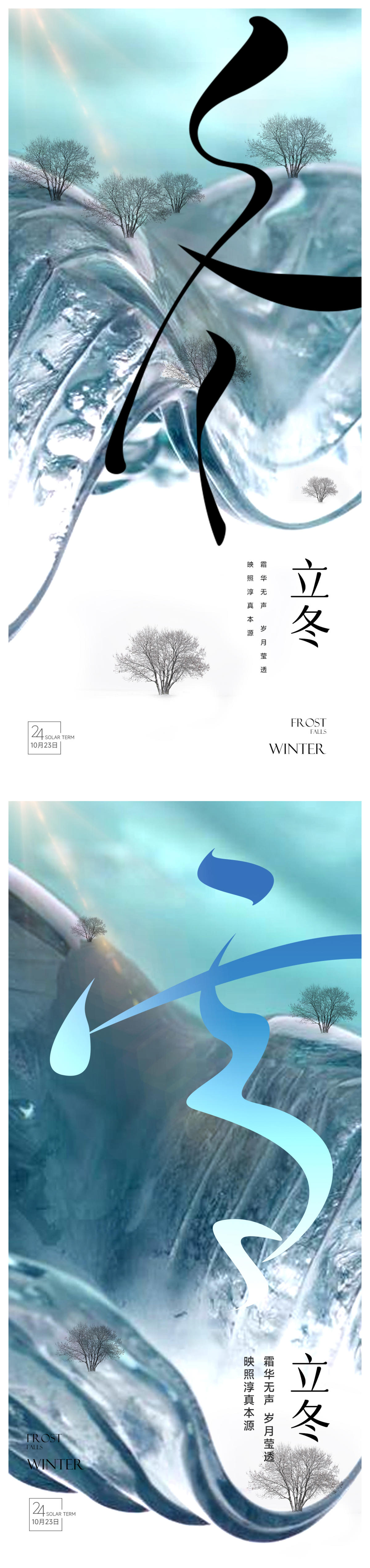 立冬小雪大雪小寒大寒医美节气海报