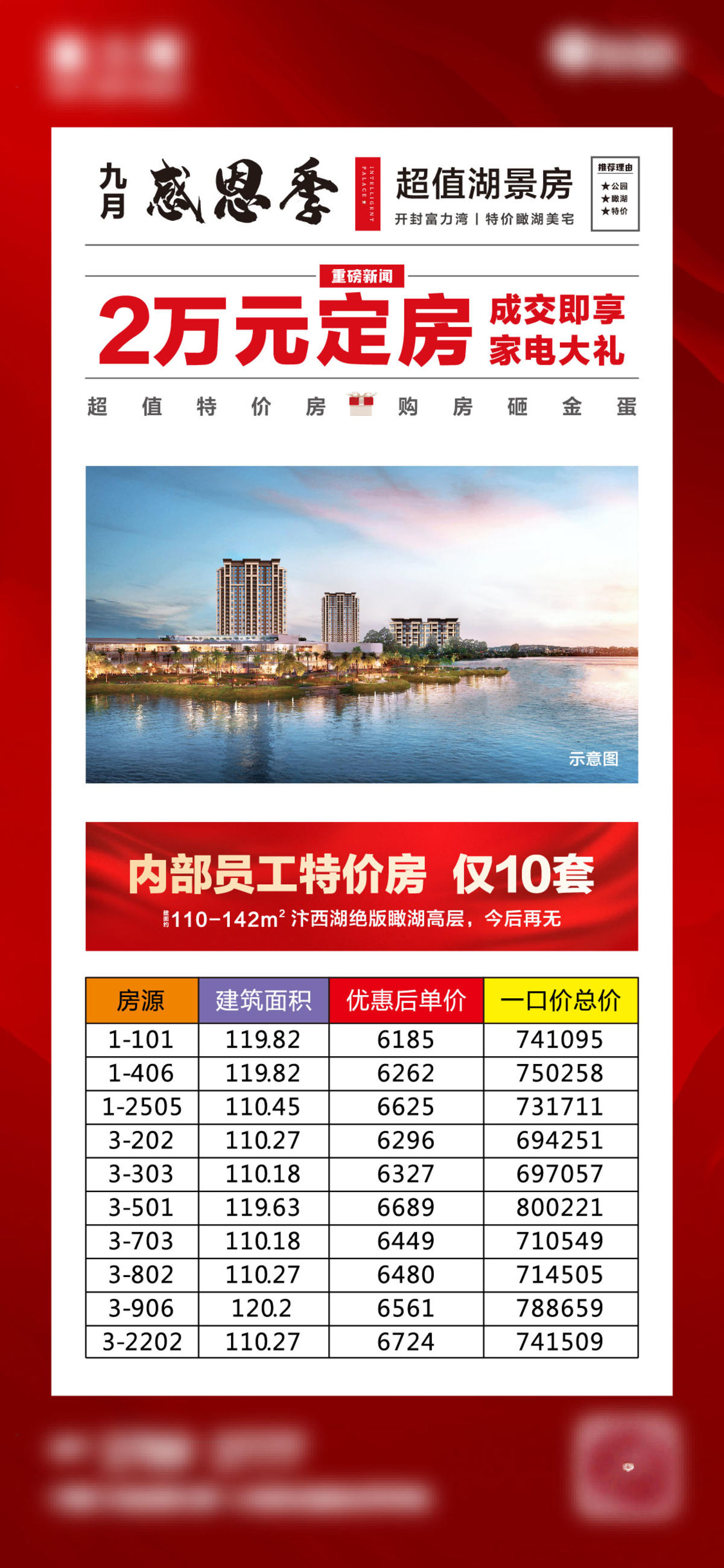 房地产瞰景观湖特价房海报推图