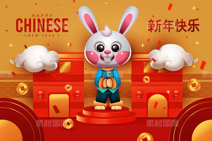 2023兔年春节活动背景板