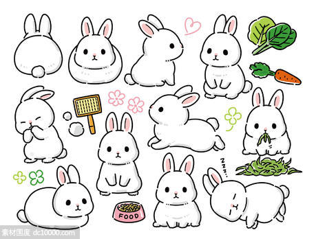 动物兔子卡通形象设计 - 源文件