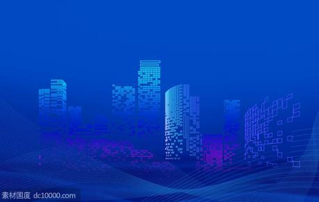 蓝色点状城市建筑 - 源文件