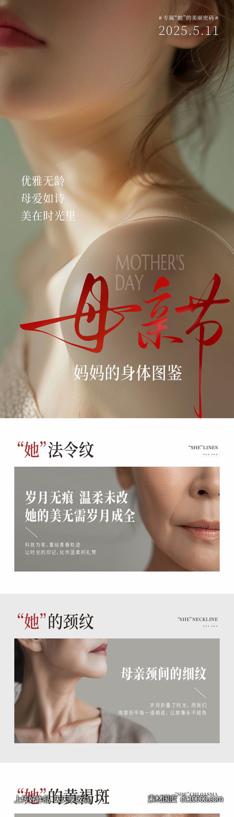 医美母亲节身体图鉴长图创意推文长图海报-源文件-素材国度dc10000.com