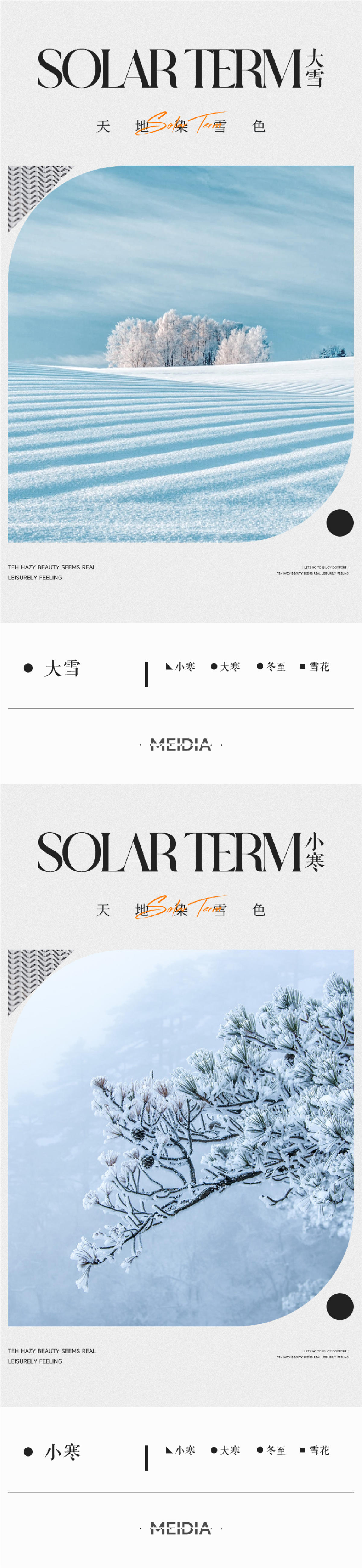 地产新中式大雪冬至小寒大寒海报系列