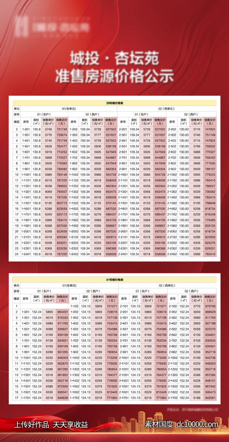 房地产价格公示表展架红色 - 源文件