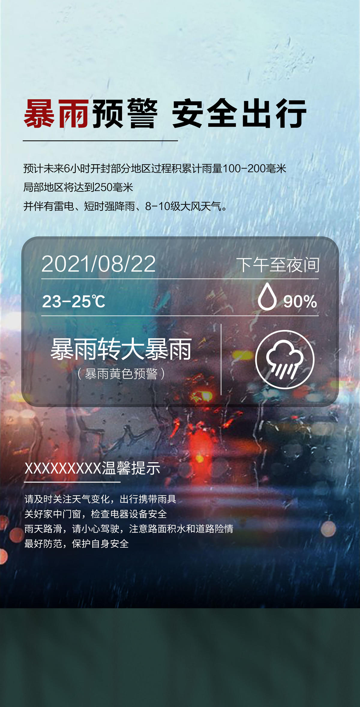 暴雨来袭预警海报