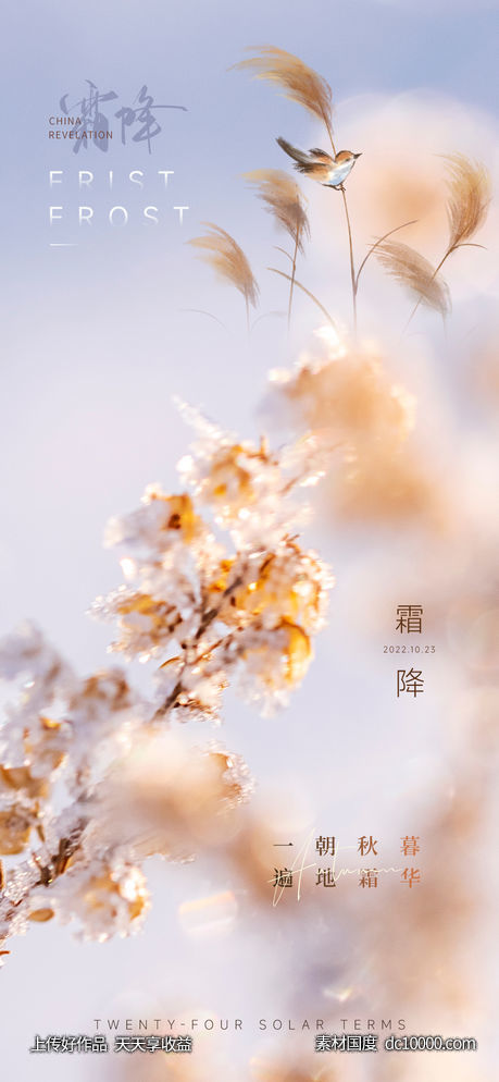 霜降节气海报-源文件-素材国度dc10000.com