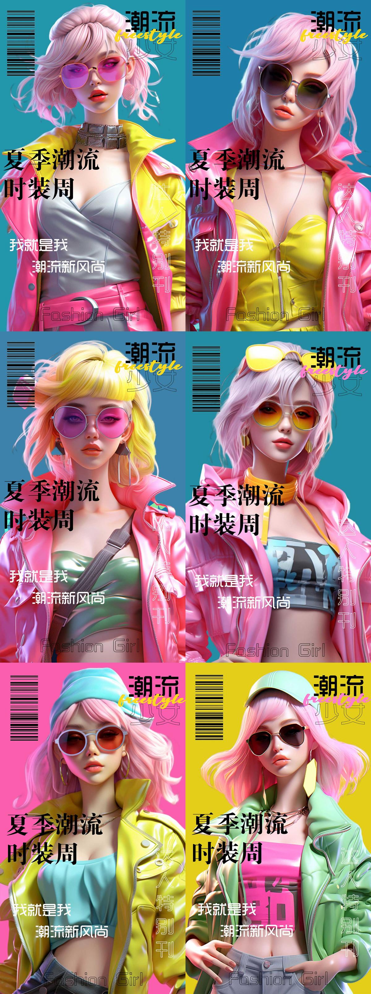 时尚潮流少女服装系列海报