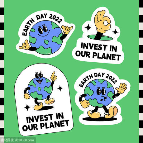卡通贴手举牌拍照板贴纸活动物料保护地球环保公益地球日文创 - 源文件