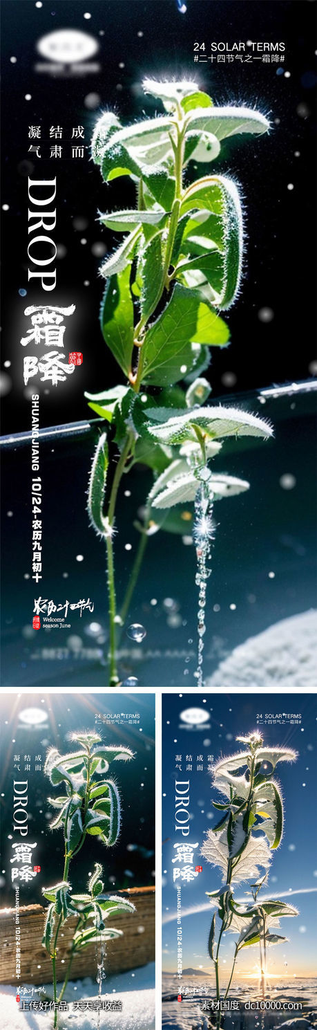 霜降节气海报 - 源文件