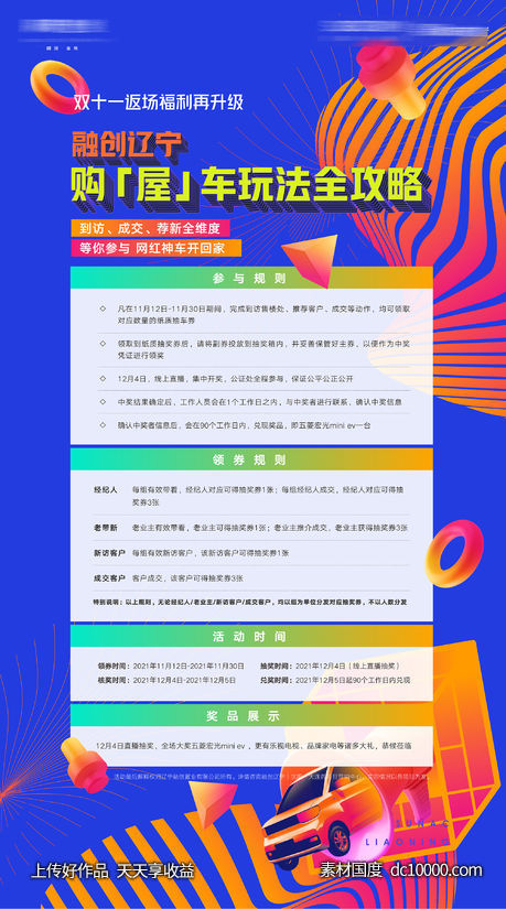 房地产购房送车活动攻略海报-源文件-素材国度dc10000.com