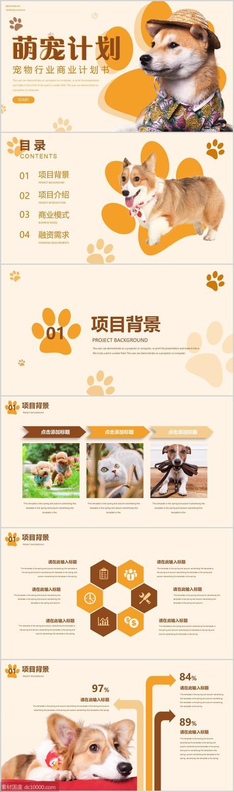 黄色宠物行业宠物饲养商业计划书PPT - 源文件