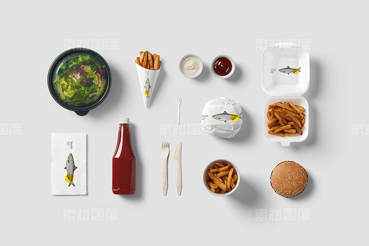 日式料理餐饮食品VI提案LOGO展示效果贴图样机PSD
