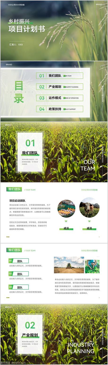 绿色小麦农产品扶贫乡村振兴项目计划书PPT - 源文件