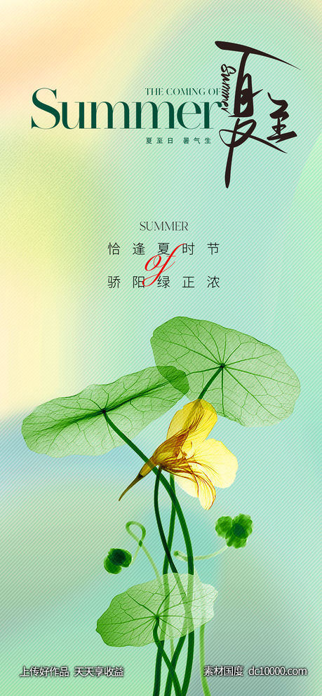 地产美业唯美夏至节气海报-源文件-素材国度dc10000.com