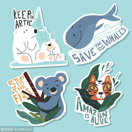 卡通 手举牌 拍照 矢量 动物 北极熊 鲸鱼 树懒 - 源文件