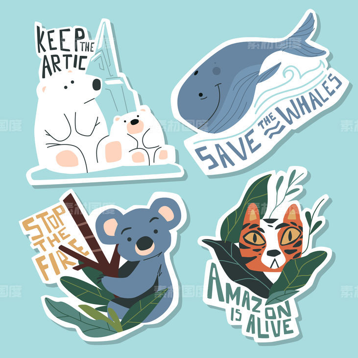 卡通 手举牌 拍照 矢量 动物 北极熊 鲸鱼 树懒