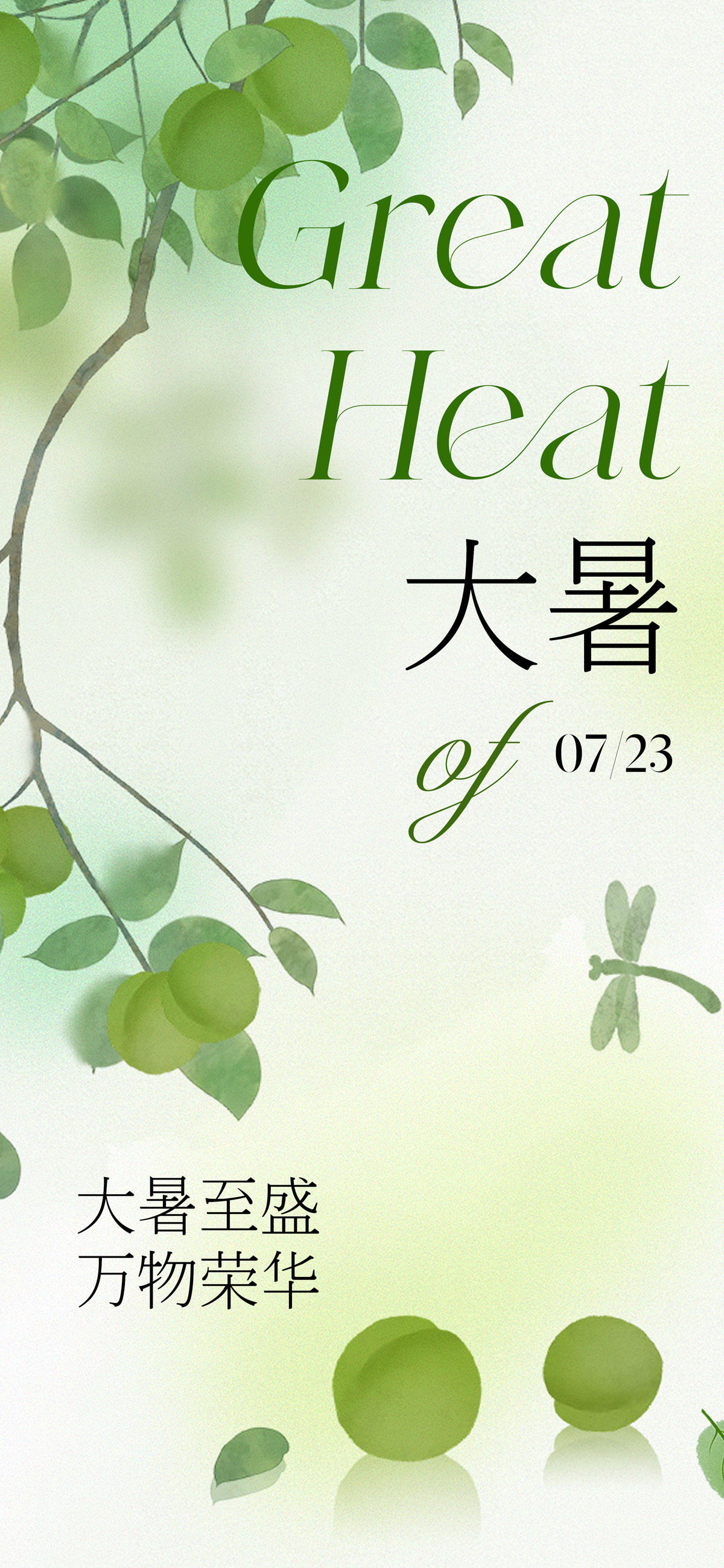 地产中式意境大暑节气海报