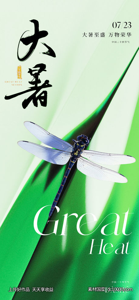 现代简约唯美大暑节气海报-源文件-素材国度dc10000.com