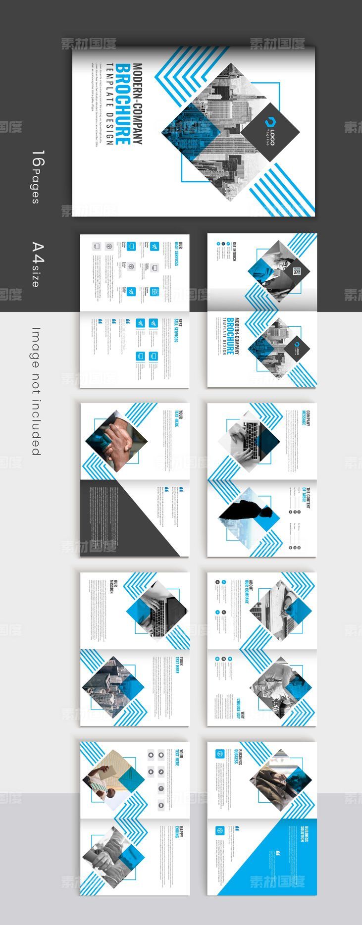 蓝色创意线条公司简介画册宣传册设计模板