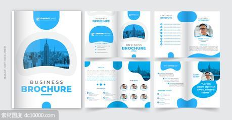 蓝色创意圆形公司简介宣传册设计模板 - 源文件
