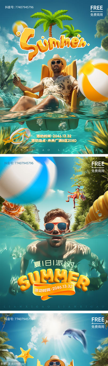 泳池 派对 创意 海报 设计 水乐园 水世界 - 源文件