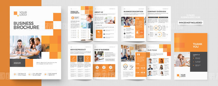 橙色创意几何公司简介画册宣传册设计模板