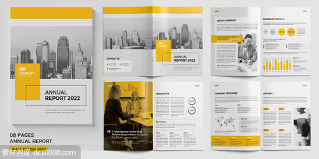 橙色几何公司简介宣传册设计 - 源文件