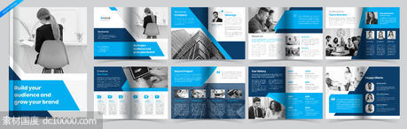 蓝色创意公司简介宣传册设计模板 - 源文件