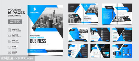 蓝色商务公司画册宣传册设计 - 源文件