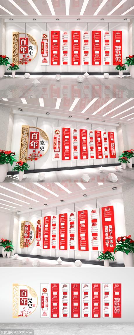 党的光辉历程党建102周年文化墙 - 源文件