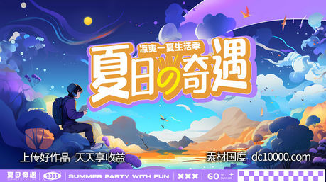 夏日商场地产插画背景板-源文件-素材国度dc10000.com