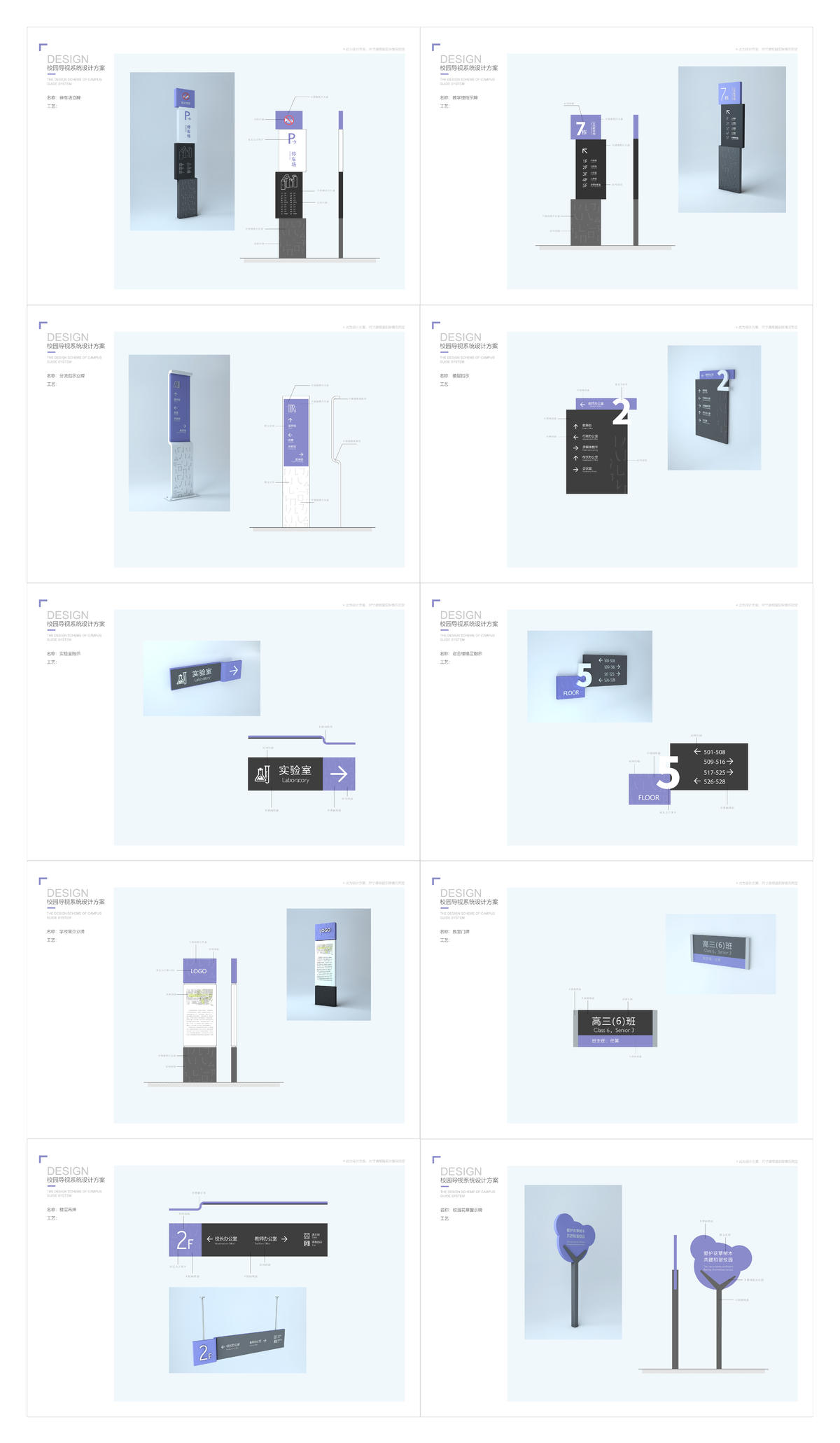 创意紫色校园VI导视系统