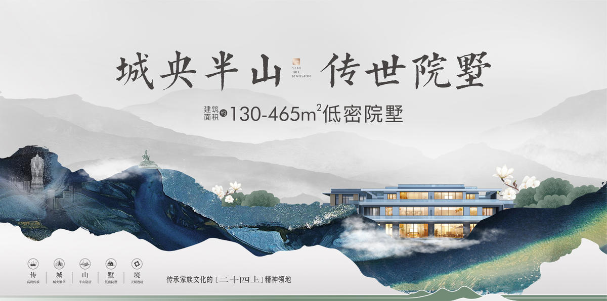 中国风大气地产背景板主kv