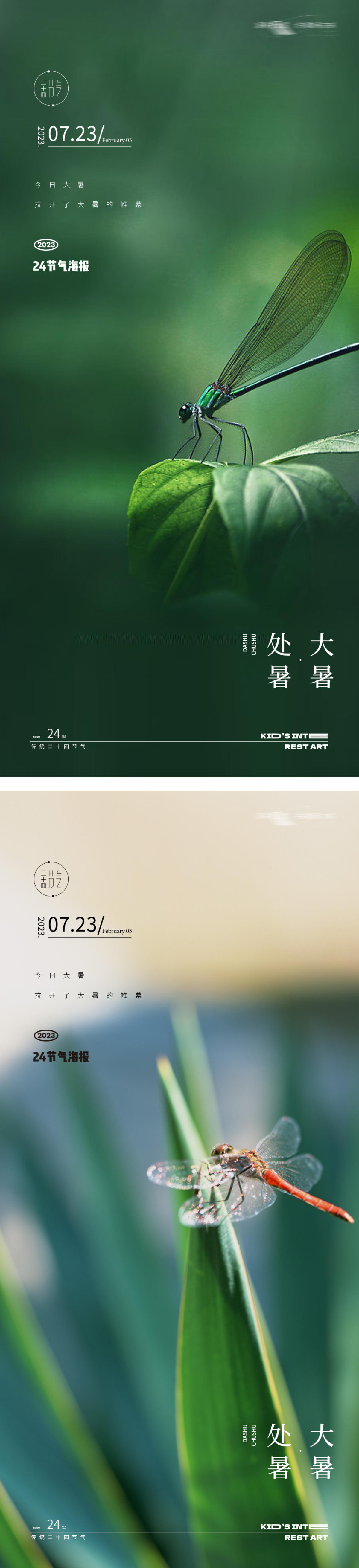 小暑大暑24节气极简海报