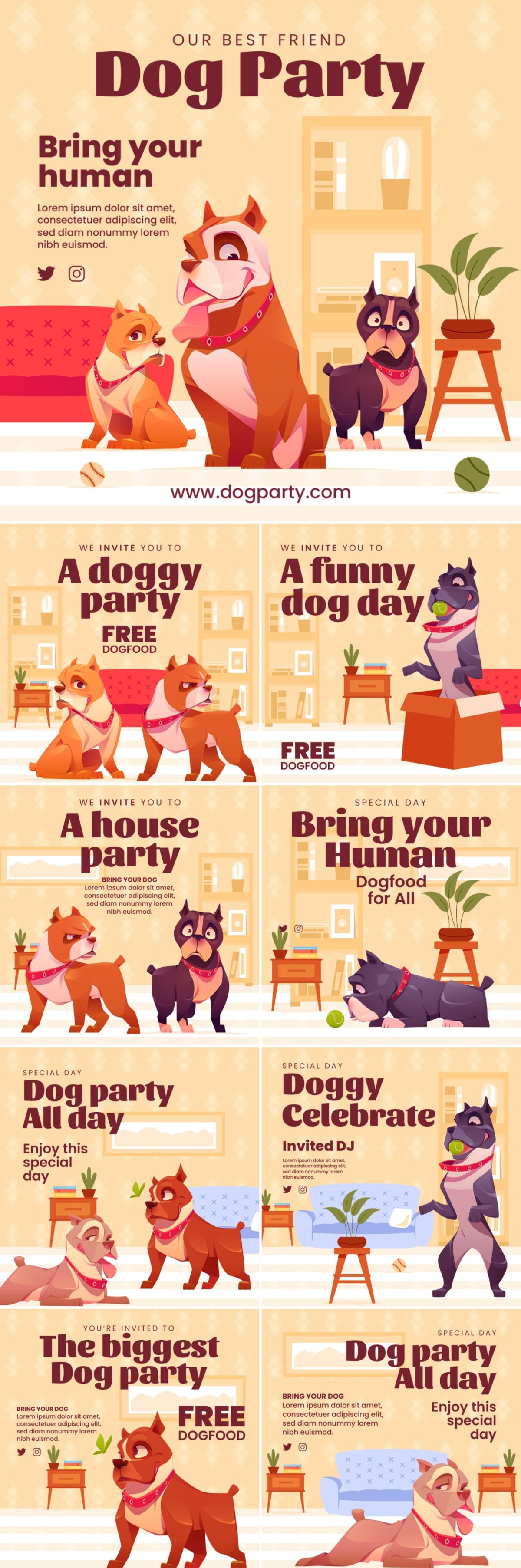 宠物狗狗聚会九宫格海报