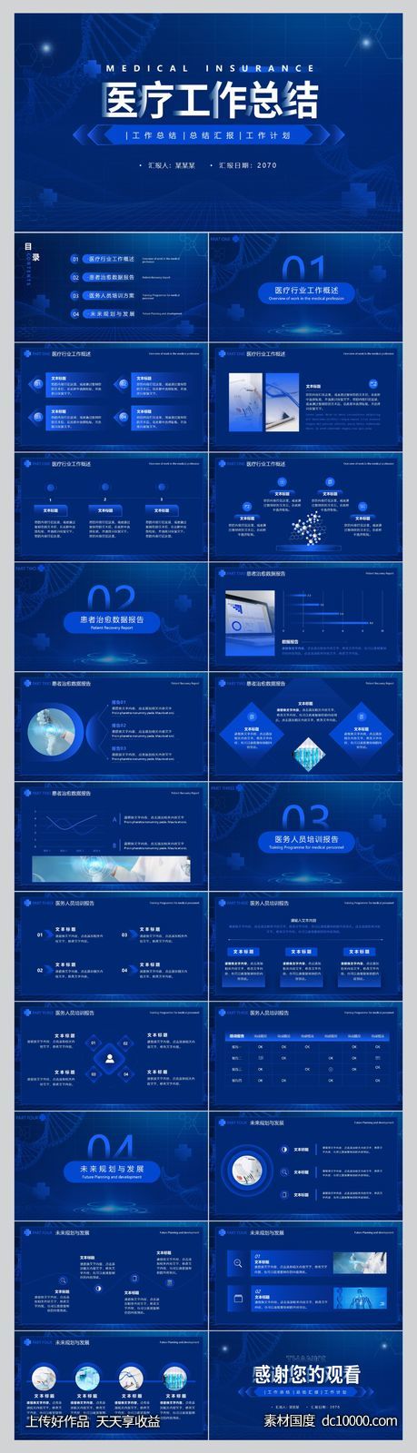 蓝色科技风医疗工作总结计划PPT模板-源文件-素材国度dc10000.com