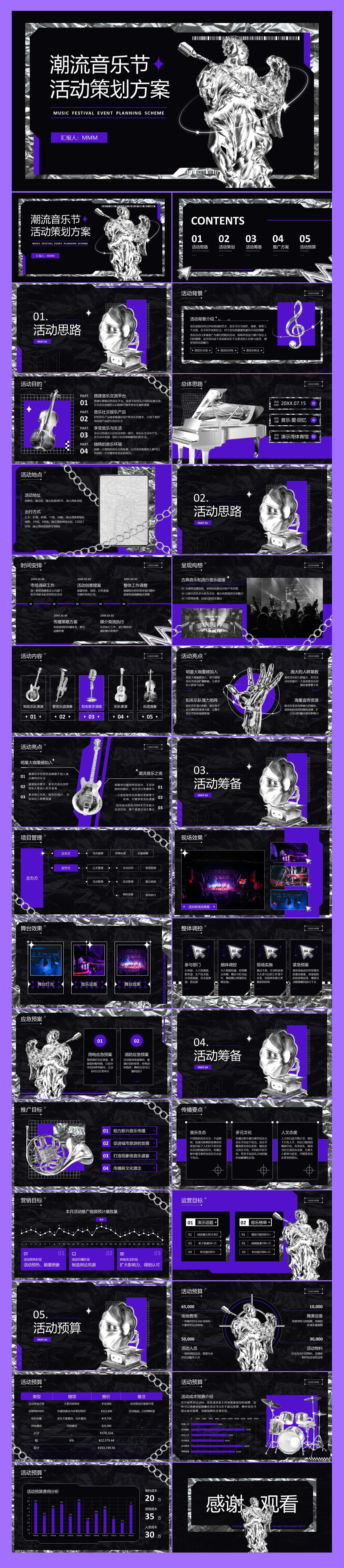 紫色酸性潮流音乐节活动策划方案ppt模板