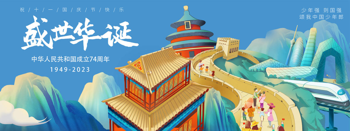 喜迎国庆节旅游背景板