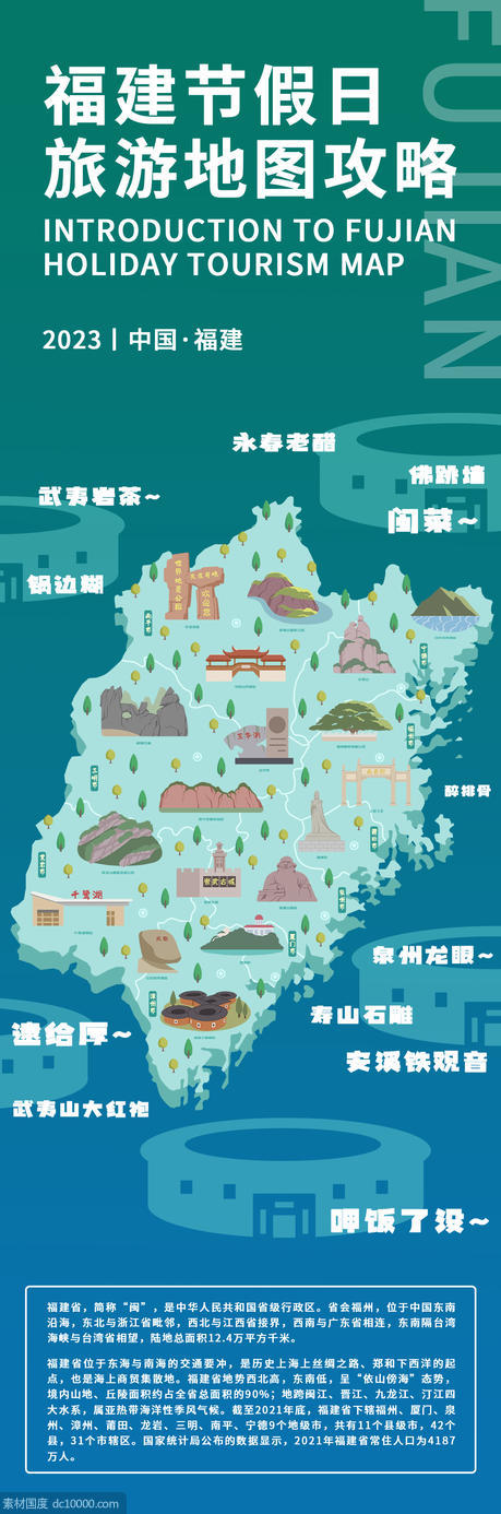 福建节假日旅游地图攻略海报 - 源文件