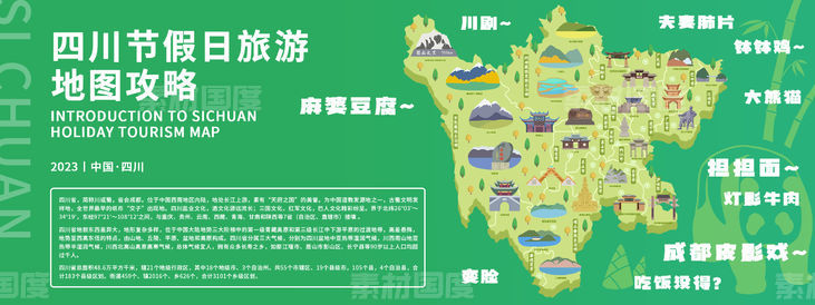 四川旅游地图攻略背景板