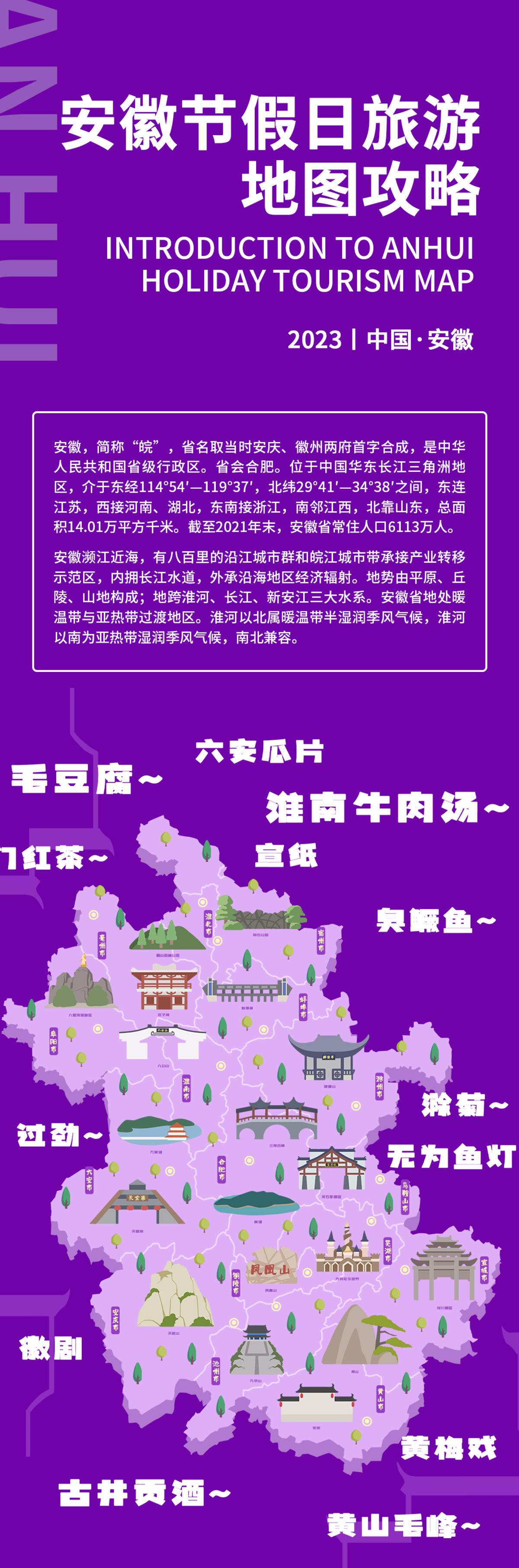 安徽旅游地图攻略海报