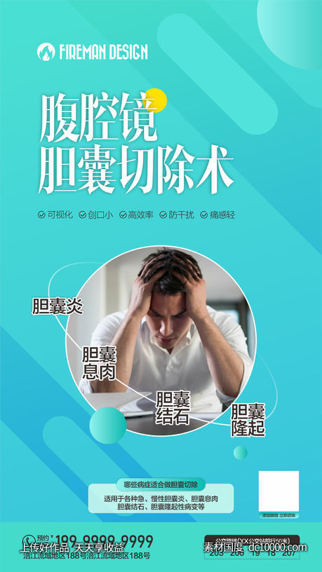 胆囊切除手术海报设计-源文件-素材国度dc10000.com
