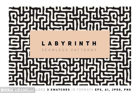 无缝背景纹理 Labyrinth Seamless Patterns Set v.2 - 源文件