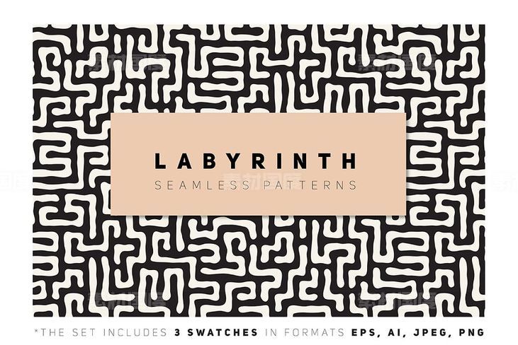 无缝背景纹理 Labyrinth Seamless Patterns Set v.2